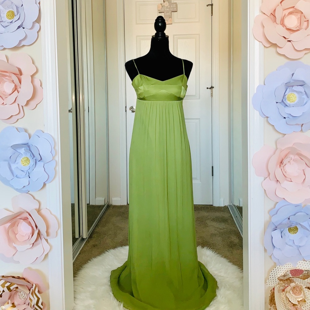 BCBGMAXAZRIA Green Silk Long Gown Prom Formal 4